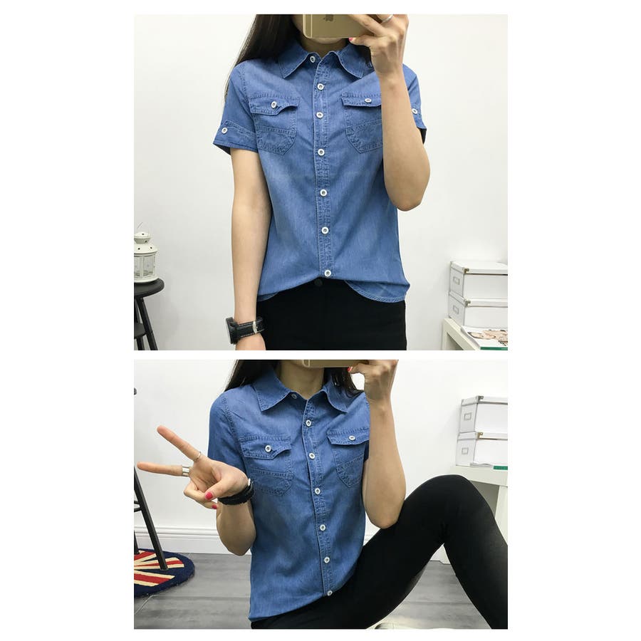 デニムシャツ レディース 半袖 品番 Kh Vivid Lady ビビッドレディー のレディース ファッション通販 Shoplist ショップリスト