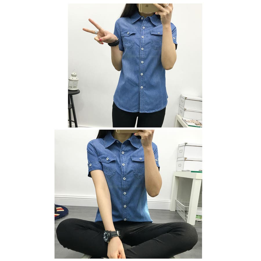 デニムシャツ レディース 半袖 品番 Kh Vivid Lady ビビッドレディー のレディース ファッション通販 Shoplist ショップリスト