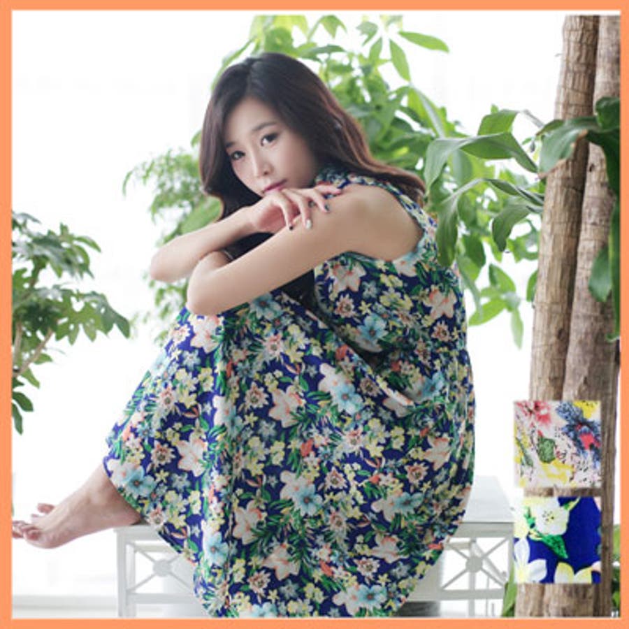 ロング丈カラフルなフラワープリントワンピース 2色 アイボリー 品番 Kh Vivid Lady ビビッドレディー のレディースファッション通販 Shoplist ショップリスト