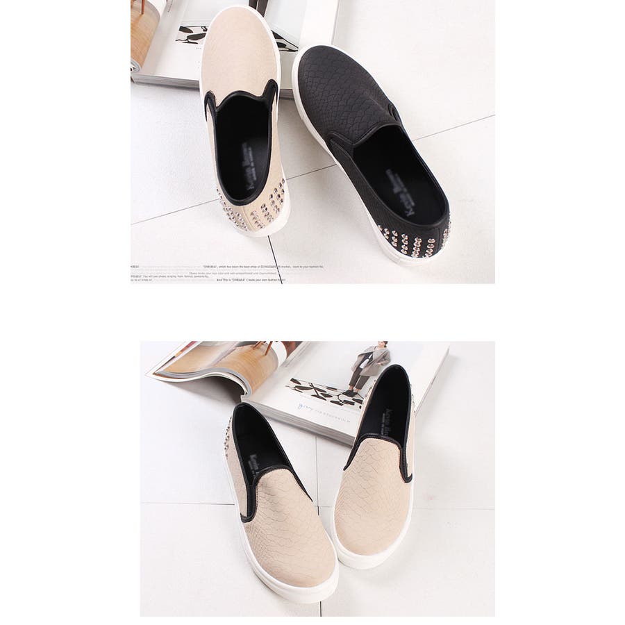 バックスタッズレーザースリッポン 2色 ベージュ[品番：KH000000240 