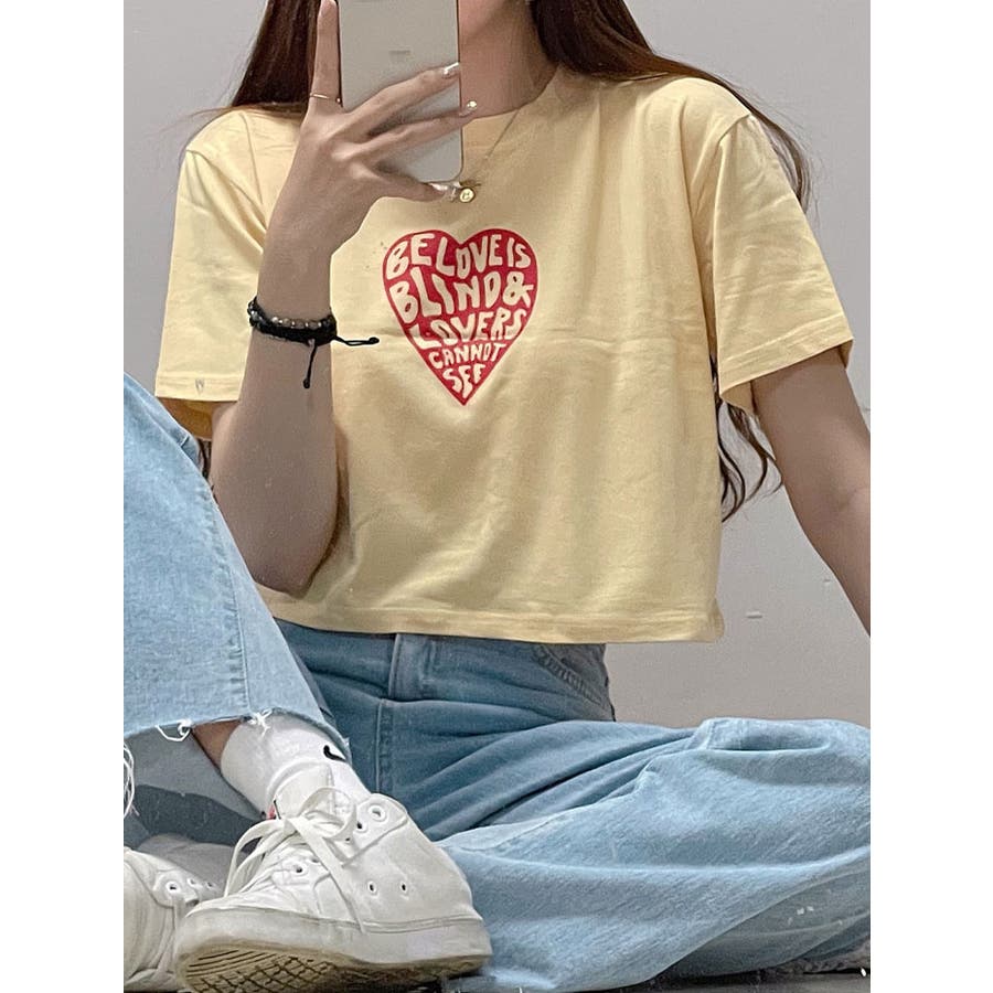 ハートロゴ入りクロップド丈半袖Tシャツ レディース 夏[品番：KH000012345]｜VIVID  LADY（ビビッドレディー）のレディースファッション通販｜SHOPLIST（ショップリスト）