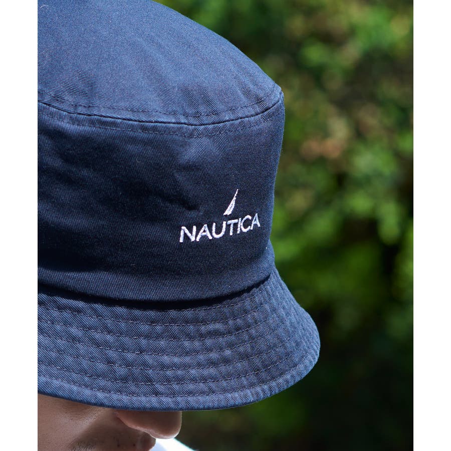 NAUTICA キャップ バケットハット バケハ デニム 刺繍 黒 ブラック - 帽子