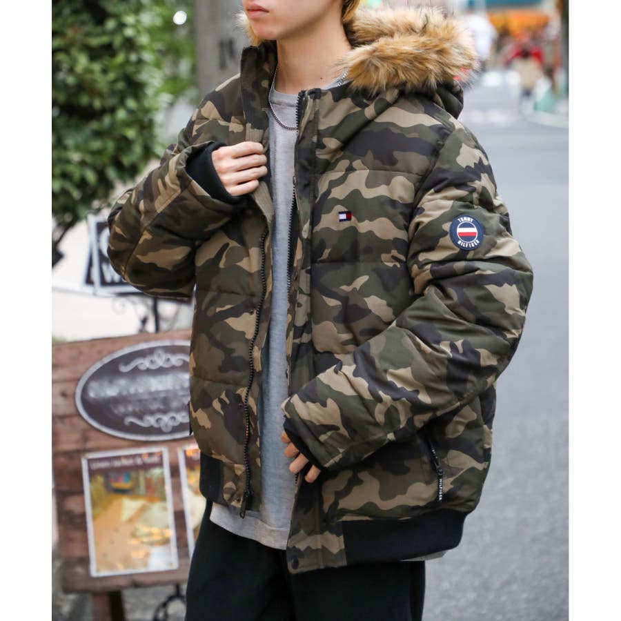 ブラック】【TOMMY HILFIGER】159AP863 ファー付き中綿ダウン[品番