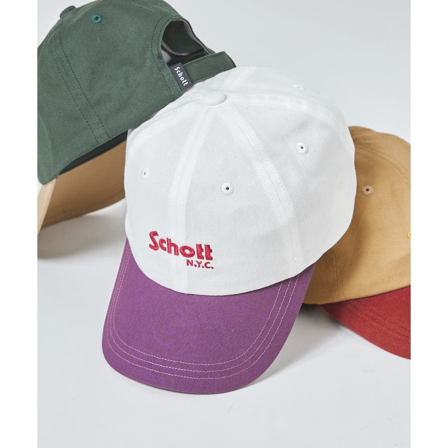 バ バイカラーCAP（WHT） SCHOTT】ロゴバイカラーキャップ SC017[品番：TTMW0000615