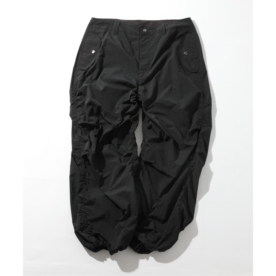 リップストップサイドギャザーパンツ オーバーサイズパンツ M