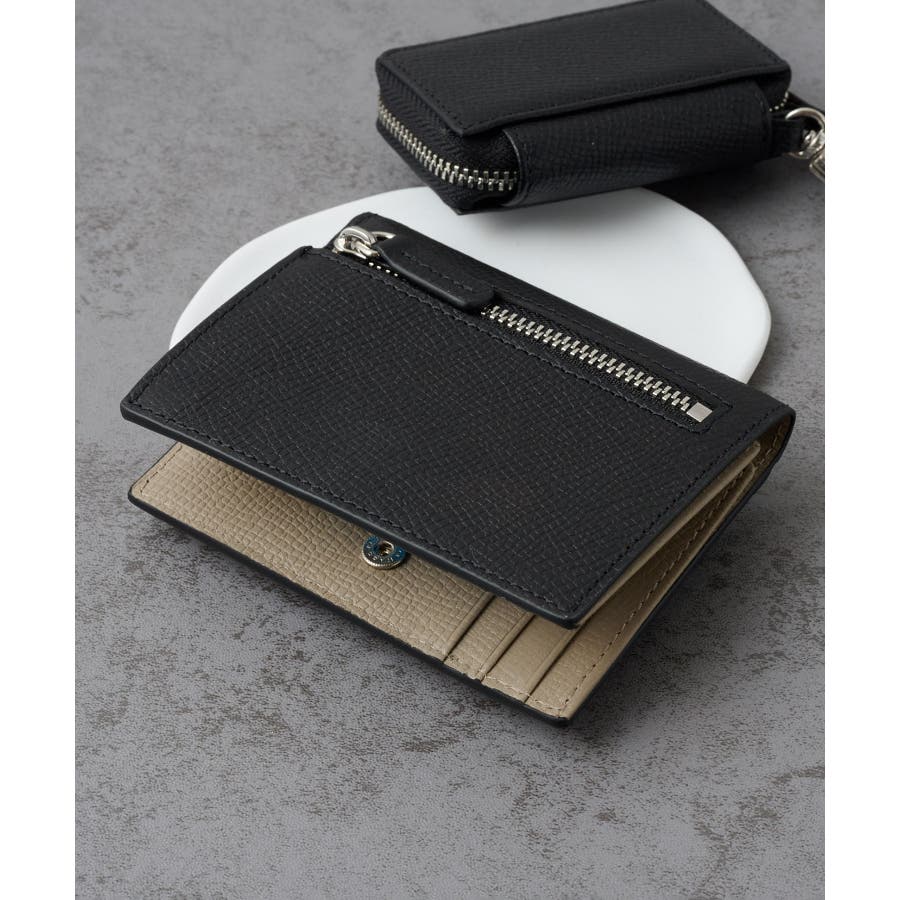 サフィアーノレザー ウォレット・Black ブラック サフィアーノレザー製三つ折りウォレット | Marni