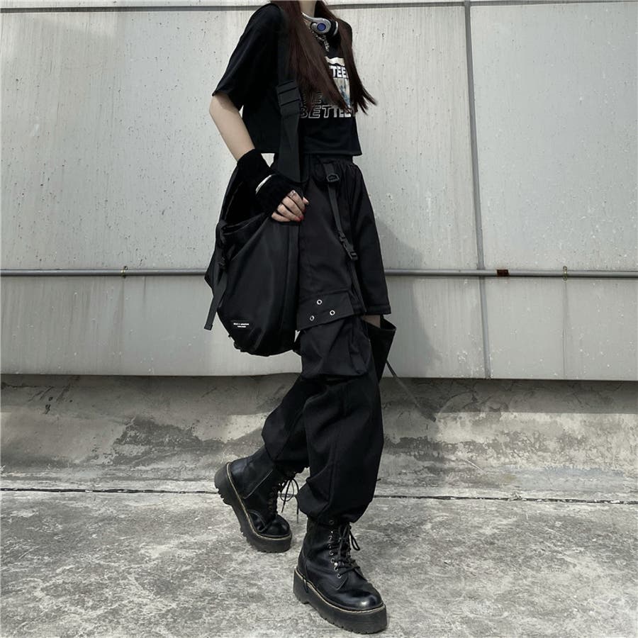 ベルトジップカーゴパンツ 韓国 ストリート メンズ レディース ユニ 
