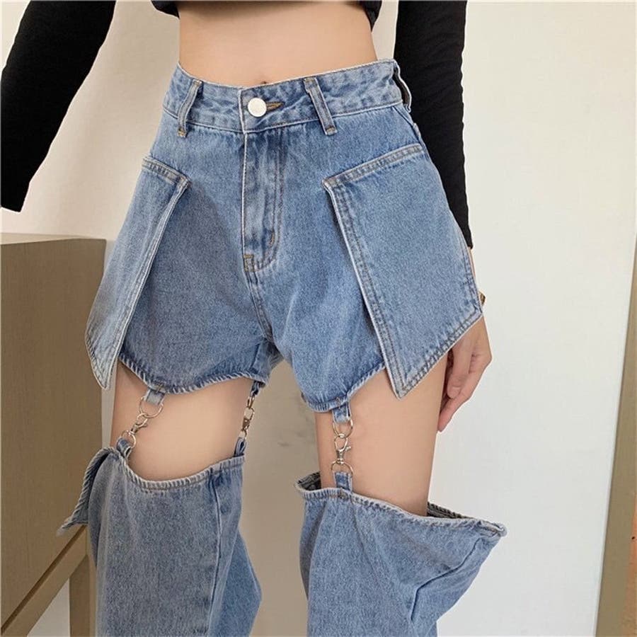 37189 2wayハーフセパレートデニムパンツ[品番:ATYW0001816 37189 2wayハーフセパレートデニムパンツ[品番:ATYW0001816