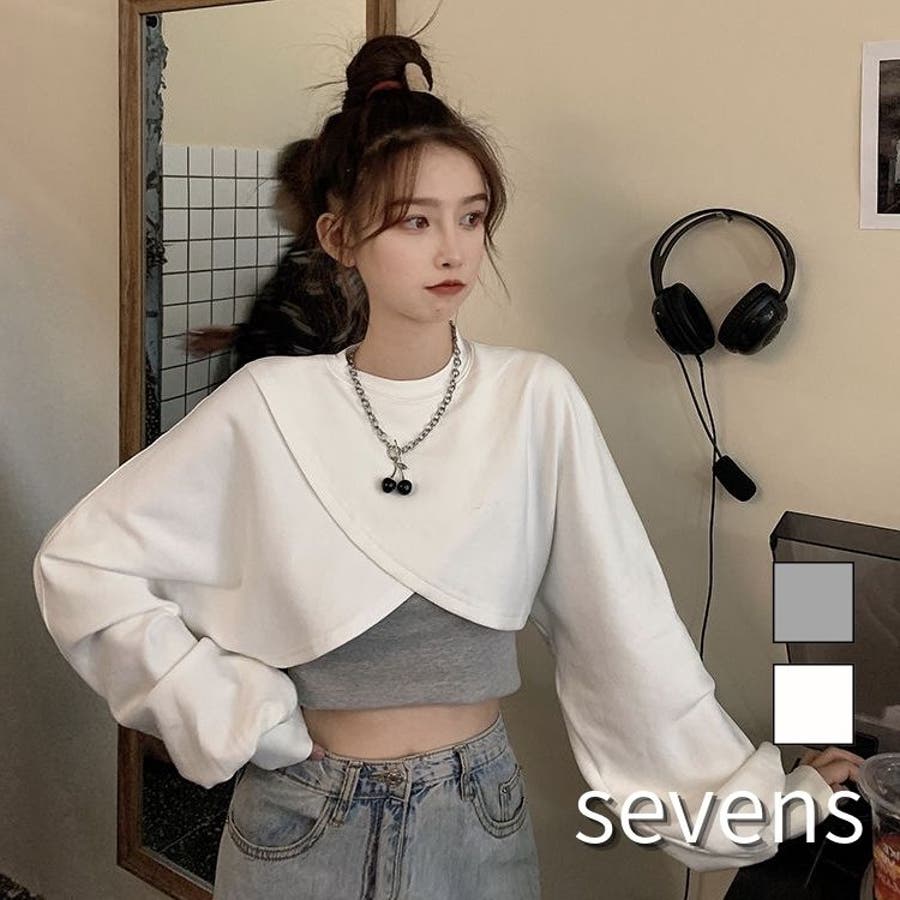 レイヤードハーフトップスセット 韓国 ストリート[品番