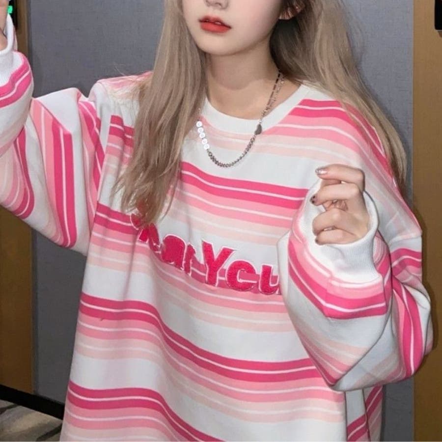 ALLSAINTS✨カッコよすぎるピンクボーダーTシャツ レトロ ボーダー Tシャツ