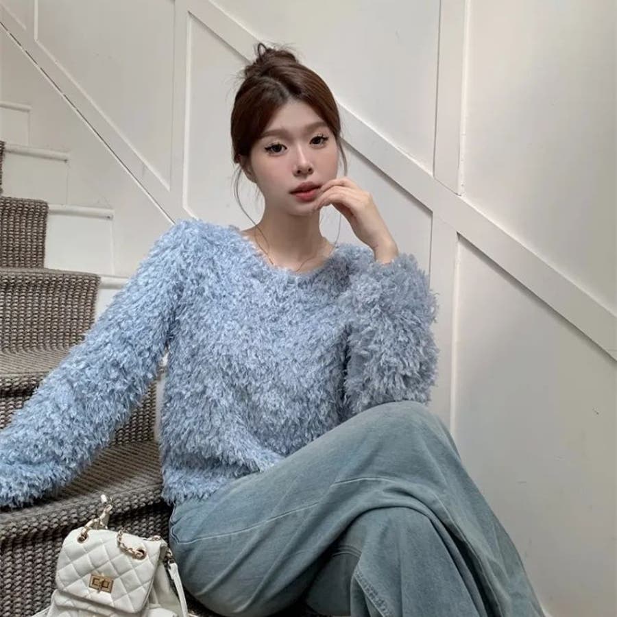 【ファッション好きが選ぶ人気ブランドランキング】 シンプル 韓国 シャギーニット フリンジ トップス レディース トップス