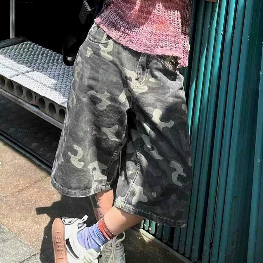 迷彩柄ルーズハーフパンツ バミューダパンツ 春[品番