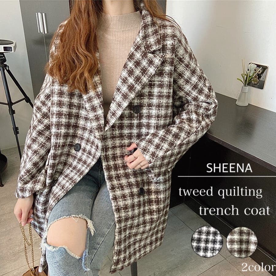 ラメツイード中綿キルトトレンチコート 秋 冬 品番 Shnw Sheena シーナ のレディース ファッション通販 Shoplist ショップリスト