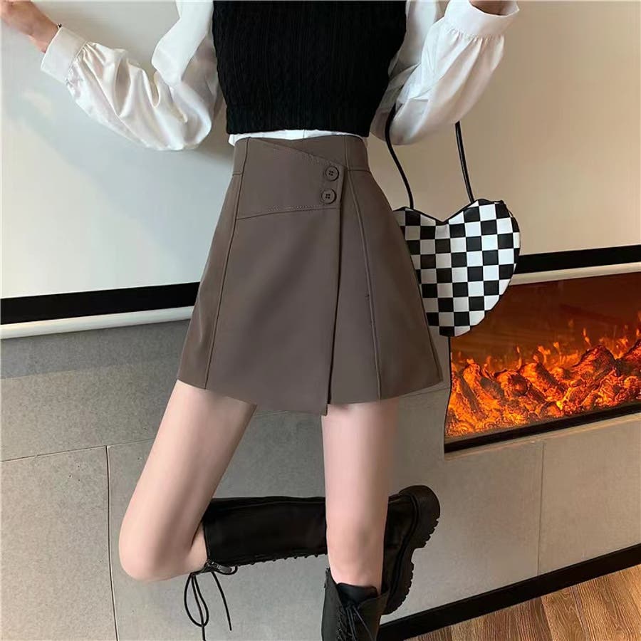 台形ミニスカート パンツ付け レディース[品番:SHNW0006609 台形ミニスカート パンツ付け レディース[品番:SHNW0006609