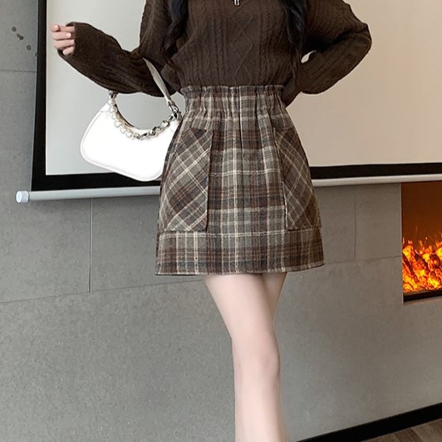 チェック柄キュロットミニスカート[品番：SHNW0011867]｜Achic