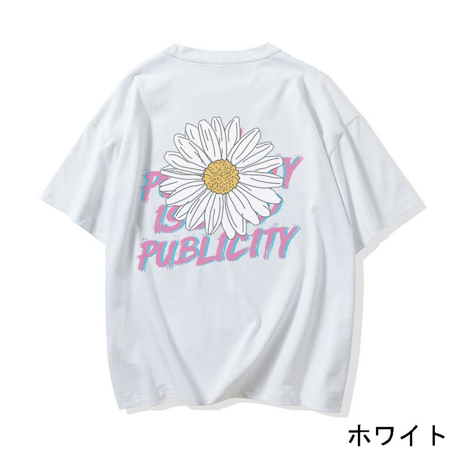 フラワー柄バックプリントTシャツ オーバーサイズ 花柄[品番