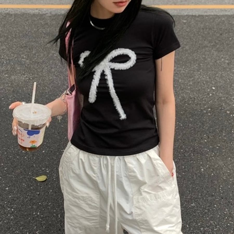 リボンプリントコンパクトTシャツ[品番：SHNW0011434]｜LADY