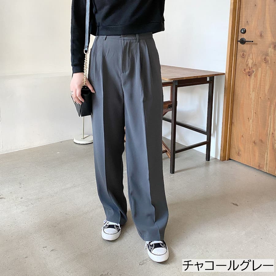 タック入りハイウエストテーパードパンツ ワイドパンツ ゆったり タック入りハイウエストテーパードパンツ ワイドパンツ ゆったり