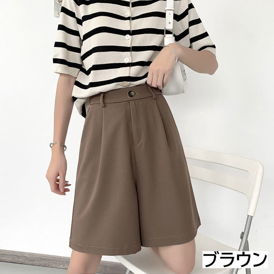ハイウエストワンタックハーフパンツ ショートパンツ 大人[品番