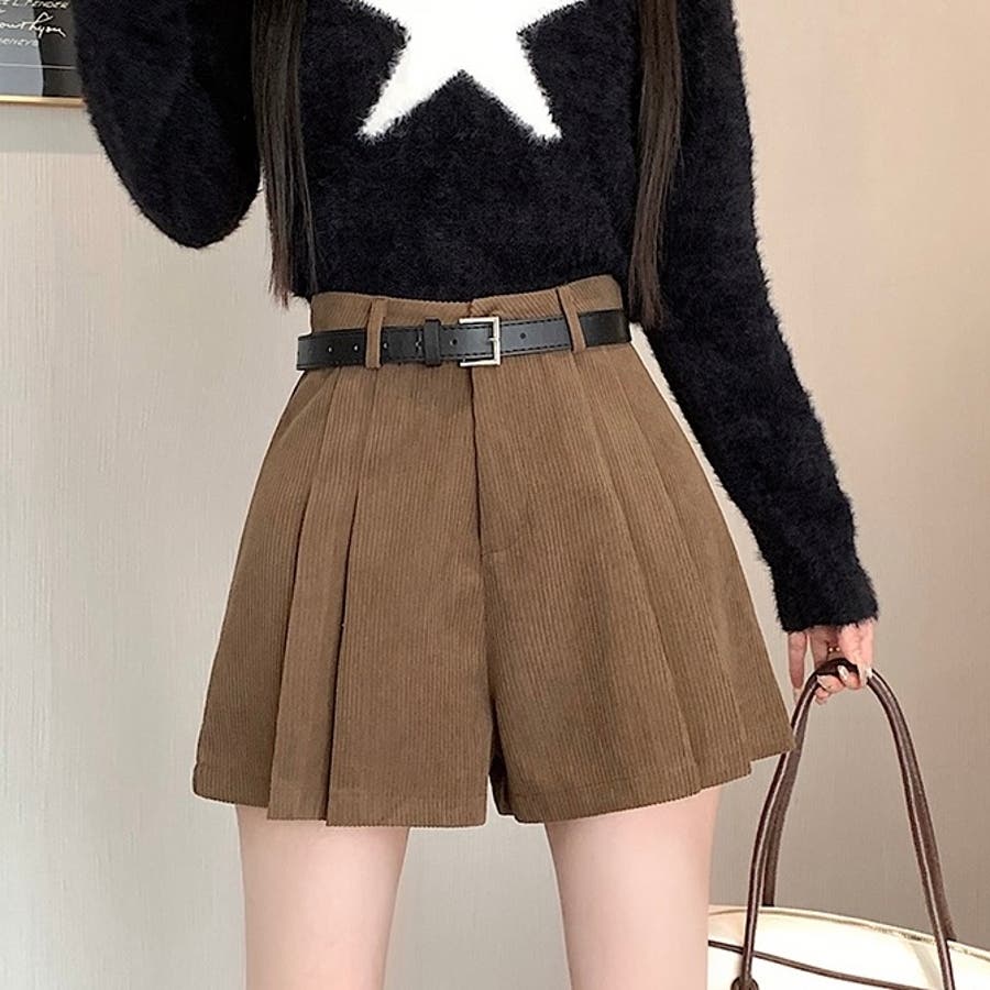コーデュロイプリーツキュロットパンツ[品番：SHNW0011631