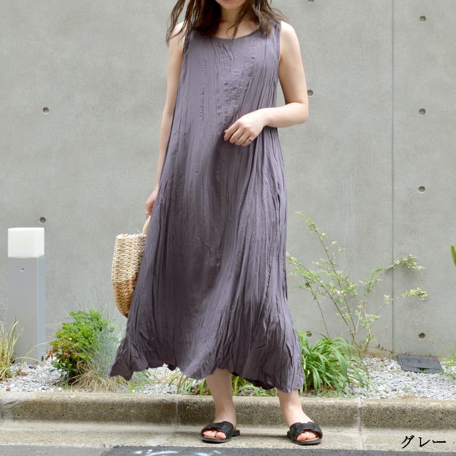 しわ加工ロングワンピース クリンクル ノースリ 品番 Shnw Lady Like レディライク のレディースファッション通販 Shoplist ショップリスト
