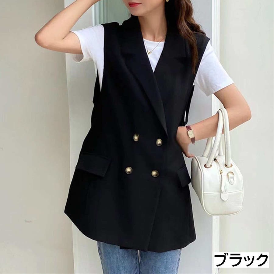 4つボタンノースリーブジャケット テーラードジャケット ジレ[品番 