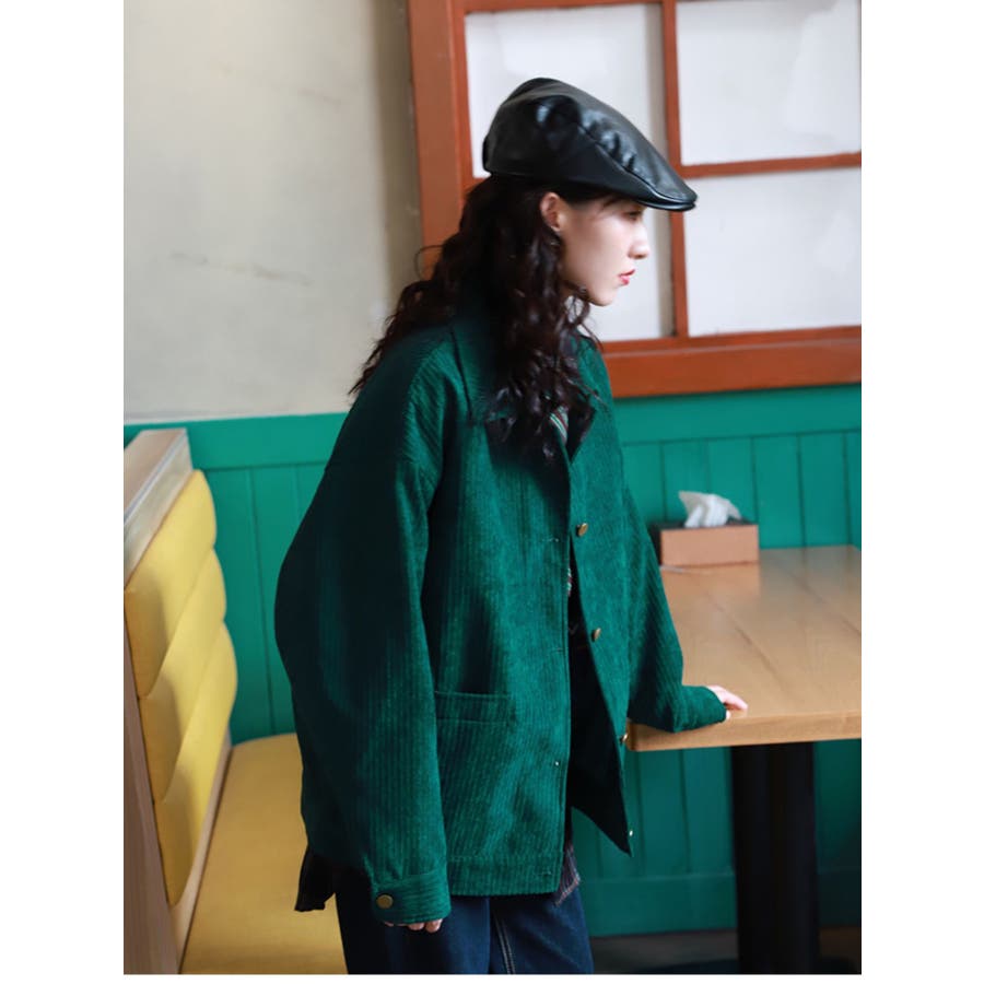 コーデュロイジャケット風シャツ 韓国ファッション 韓国