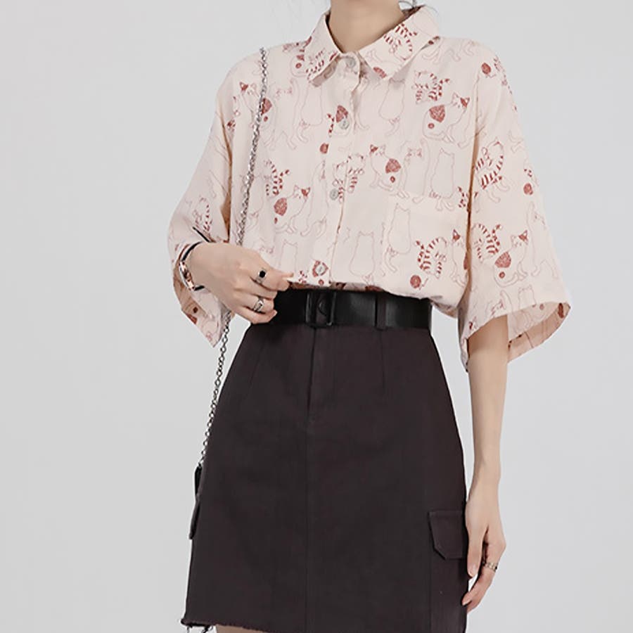 猫柄半袖シャツ 柄シャツ レトロ[品番：SHNW0010946]｜Sibra（シブラ  
