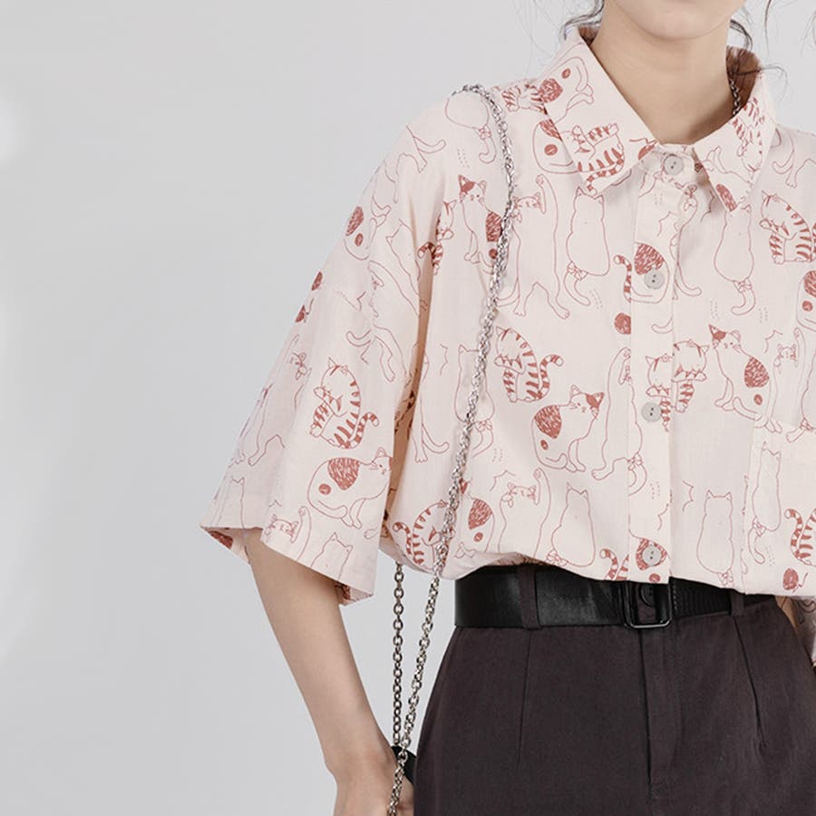 猫柄半袖シャツ 柄シャツ レトロ[品番：SHNW0010946]｜Sibra（シブラ  