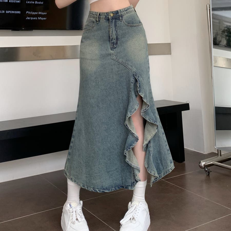 s/e/o 韓国ブランド　デニムスカート 韓国デニム タイトデニムロングスカート ロングスカート|デニム