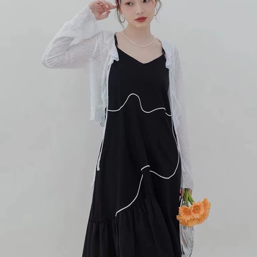 デザインキャミワンピース 韓国ファッション 夏服[品番：SHNW0007273