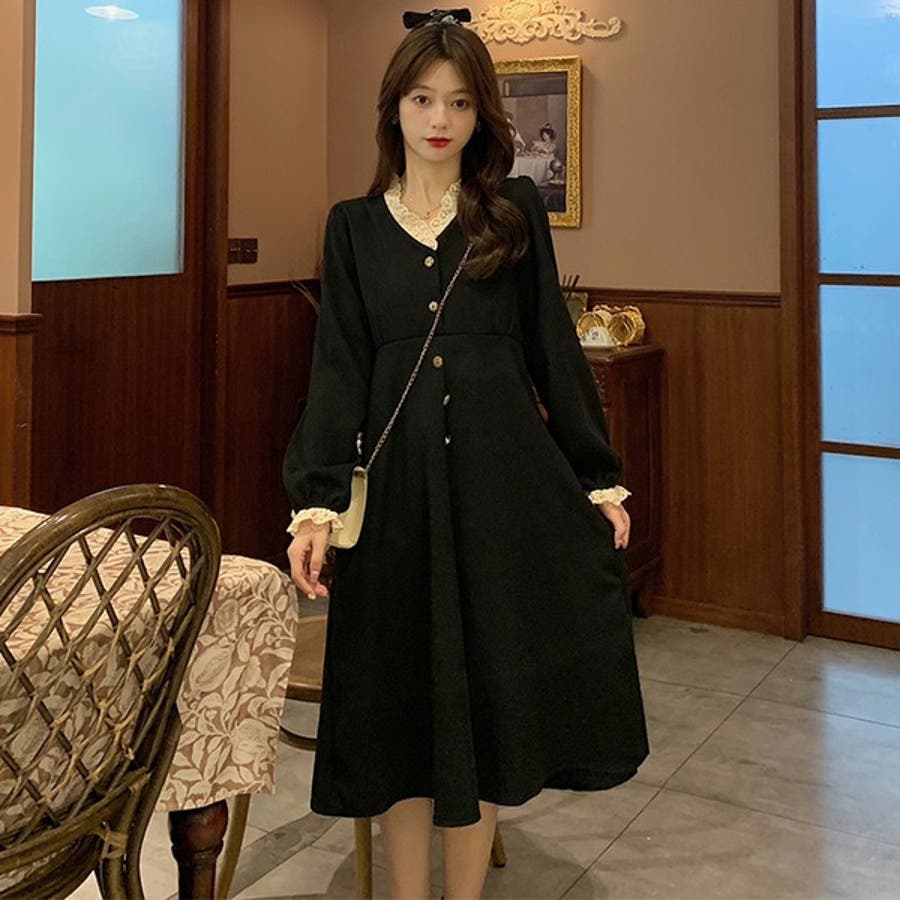 コーデュロイワンピース 韓国ファッション 冬服[品番：SHNW0008494