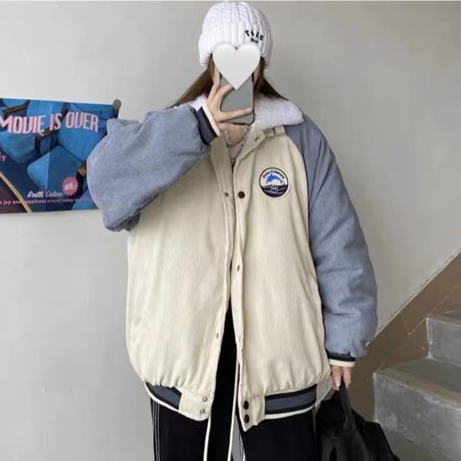 コーデュロイ中綿ブルゾン 韓国ファッション ジャケット[品番