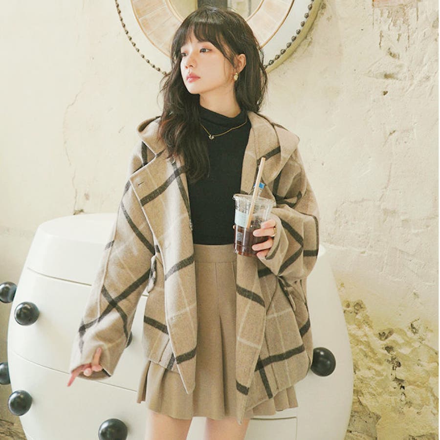 moyan ecri ダッフルコート コート ショートダッフルチェック