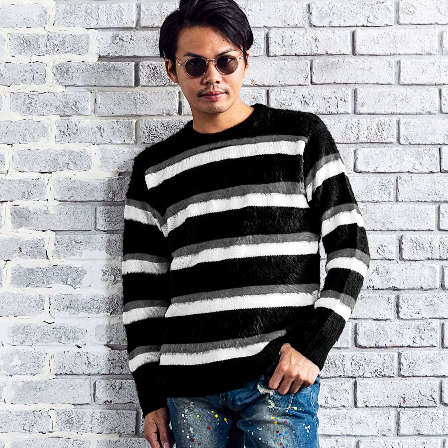 定価6万 1piu1uguale3 CASHWOOL VISCOSE MIX CABLE BIG BORDER