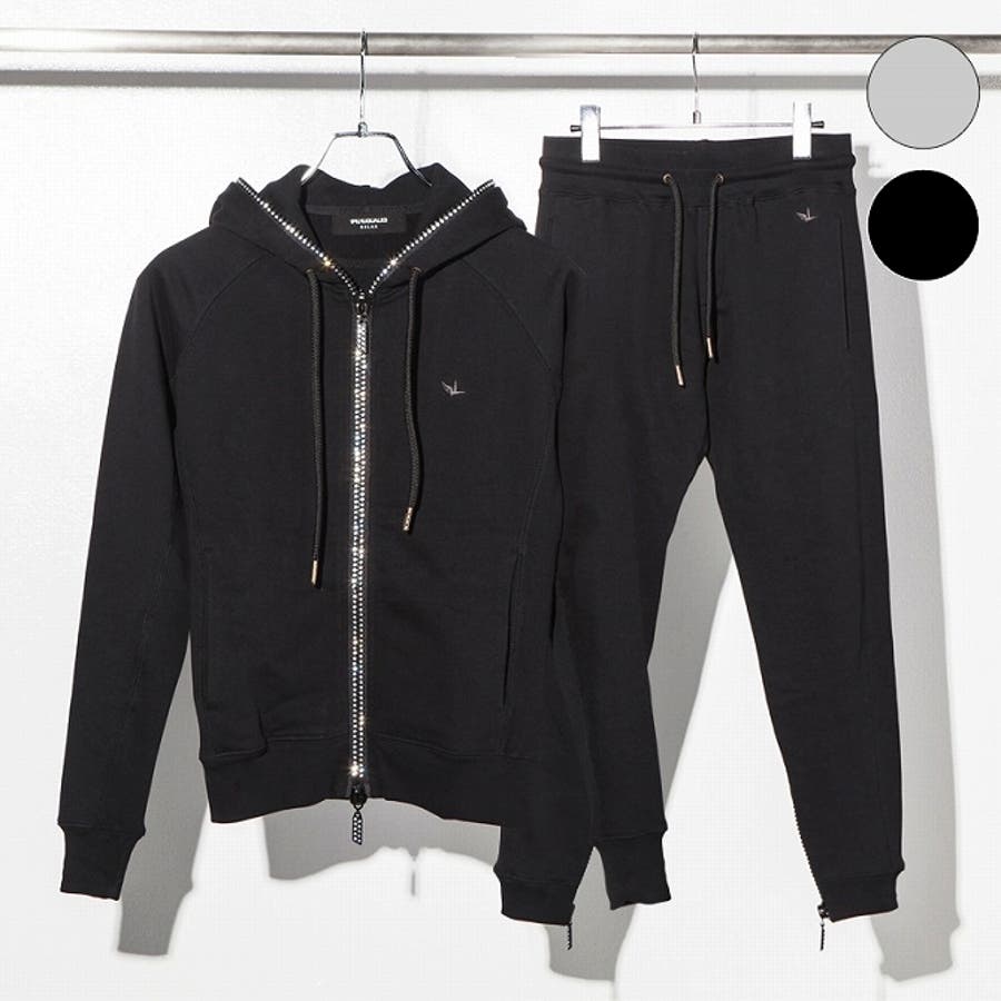 へヴィスウェットラインストーン付フードパーカー[品番