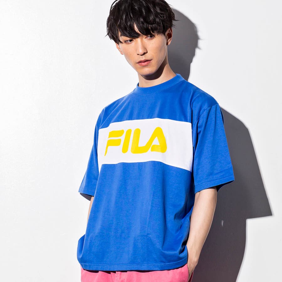 FILA(フィラ)切り替えTシャツ(ホワイト/ネイビー/ブルー)[品番