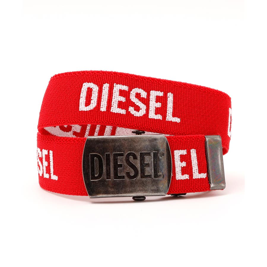 DIESEL ディーゼル　Dロゴべルト　イタリア製 レッド ディーゼル DIESEL EMBROIDERY DIESEL BISCOTTO LOGO(エンブロイ