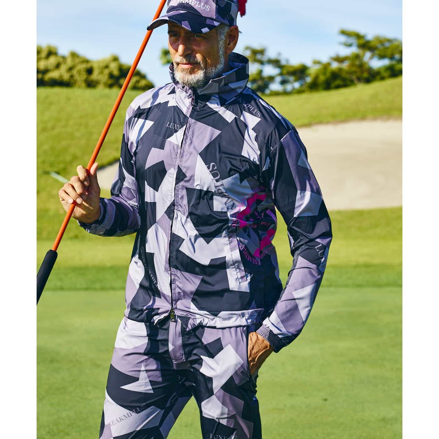 メンズウェア LUXEAKMPLUS LUXE AKM PLUS リュクスエイケイエムプラス ゴルフ ラインハーフジップ