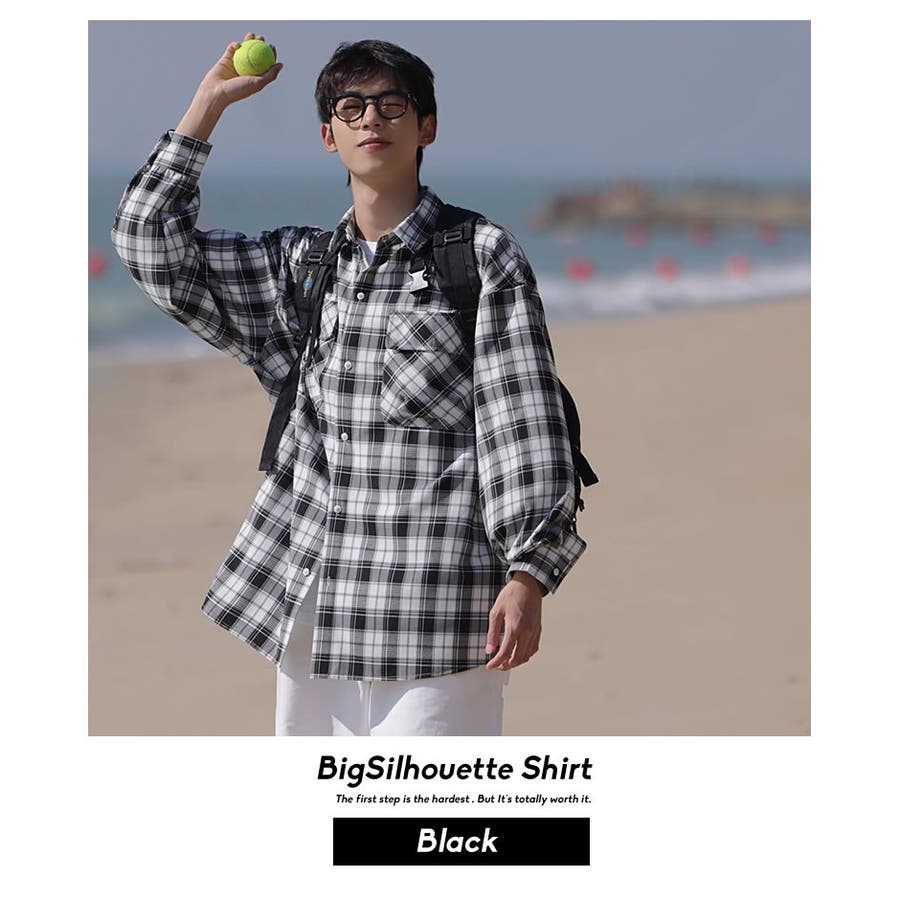 韓国 ファッション チェックシャツ
