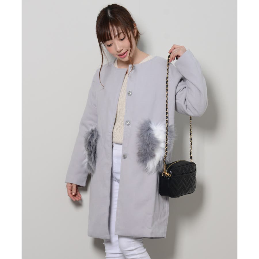 ボーダーズアットバルコニー FOXファーポケット付きダッフルコート ボーダーズアットバルコニー フゥックスファーポケット付き