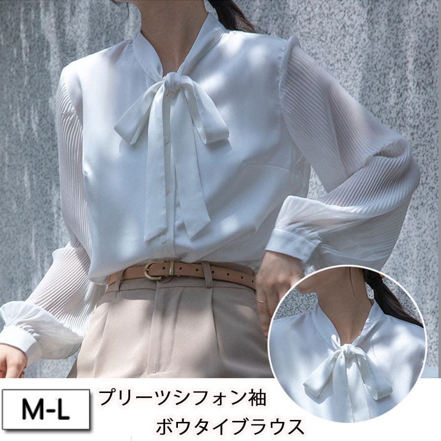シャツ レディース リボン付きシャツ[品番：JRKW0005373