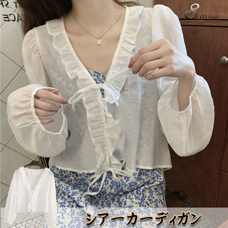 韓国ファッション シアーカーディガン 透け感[品番：JRKW0002881