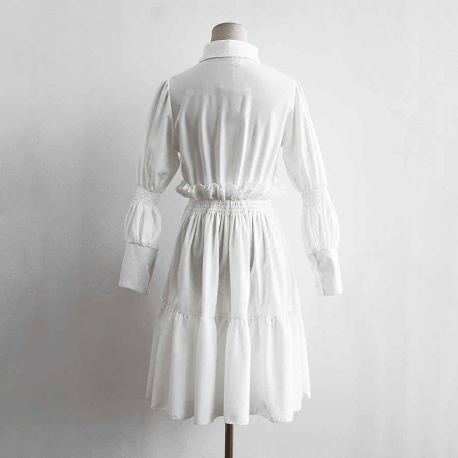 シャツワンピース 白 ロング[品番：JRKW0002948]｜shoppinggo