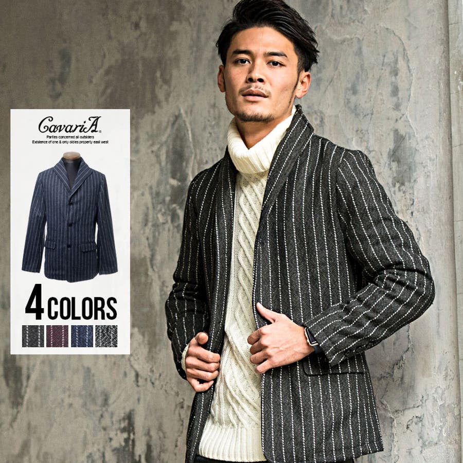 テーラードジャケット メンズ Cavariaストライプ柄イタリアンカラージャケット 品番 Silm Silver Bullet シルバーバレット のメンズファッション通販 Shoplist ショップリスト