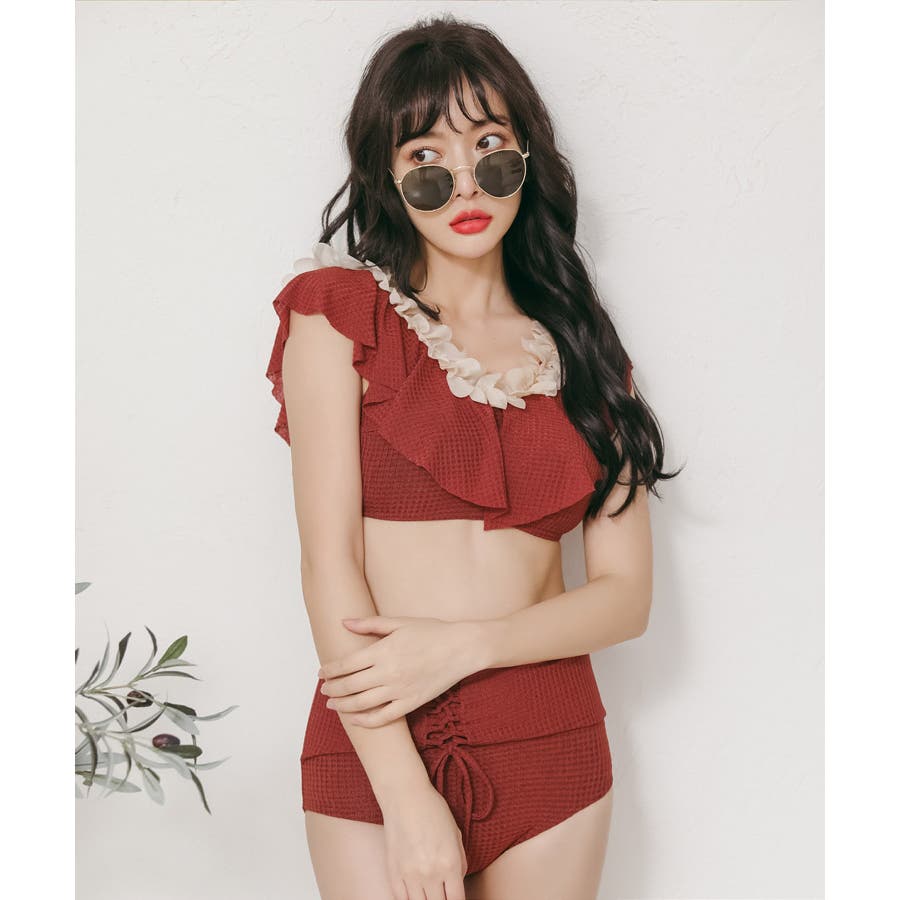 水着 大人シルエット Cool 大人きれいめ/レーストップスxビキニ