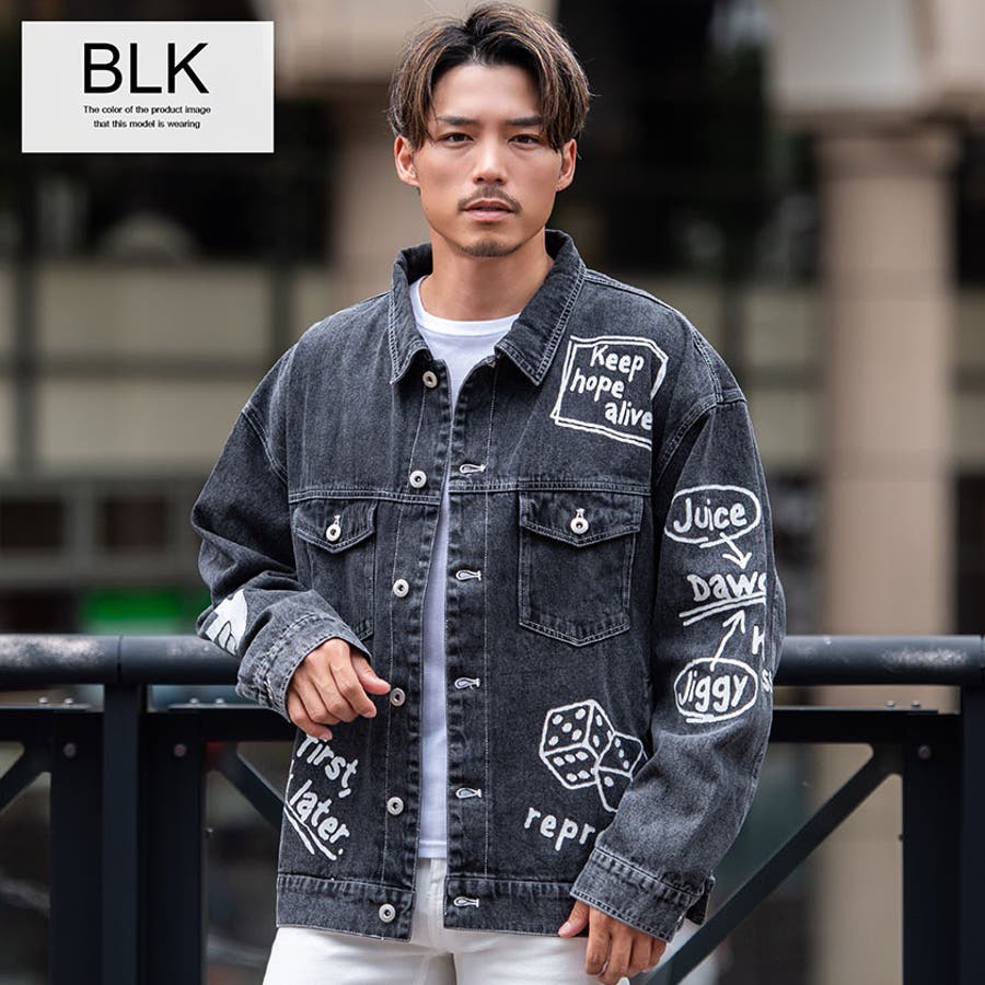 BLK(ブラック)】デニムジャケット メンズ Gジャン[品番：SILM0013529