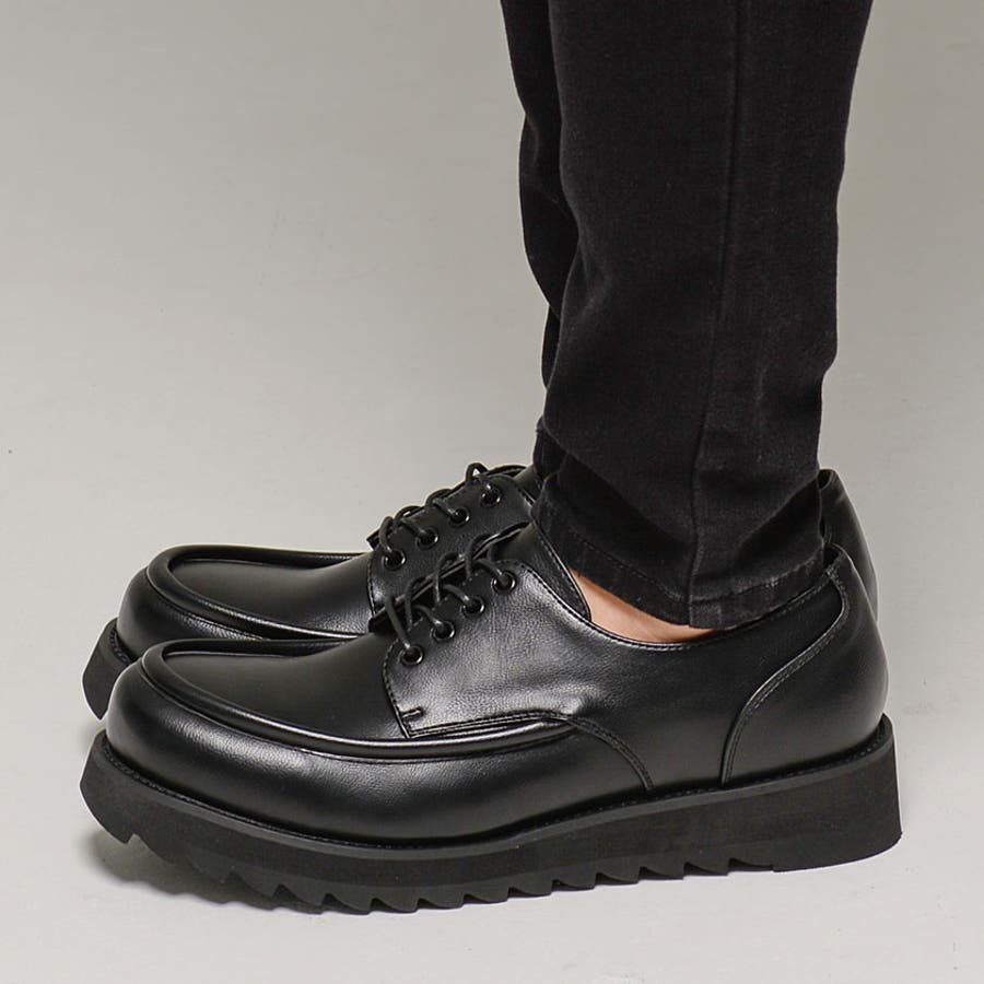 cussil/クシル】【+6.5cm】プレーンワイドトゥダービーシューズ
