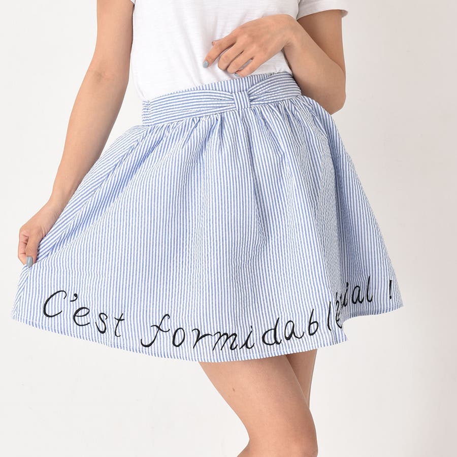 リップルストライプ裾刺繍ミニスカートストライプ スカート ミニスカート 品番 Pb S I P エスアイピー のレディースファッション通販 Shoplist ショップリスト