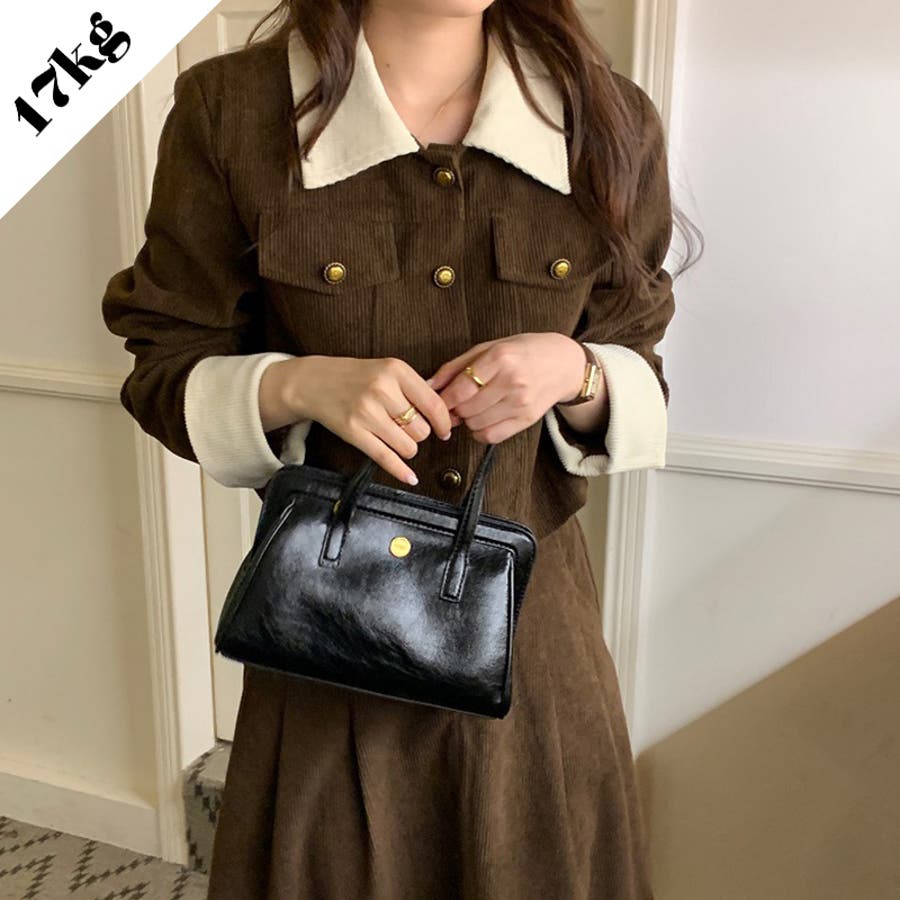 コーデュロイラペルショートコート+Aラインスカート2点スーツ